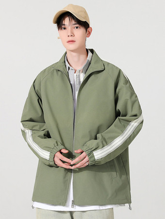 Herrenjacke Farbblock Reißverschluss Polyester Modern