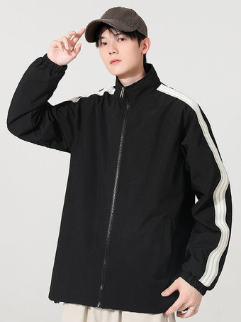 Herrenjacke Farbblock Reißverschluss Polyester Modern