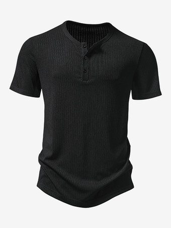 Kurzärmliges T-Shirt mit drei Knöpfen für Herren