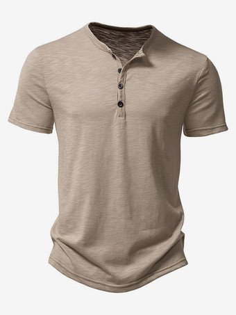 カーキ メンズコットンポロ メンズ半袖Tシャツ