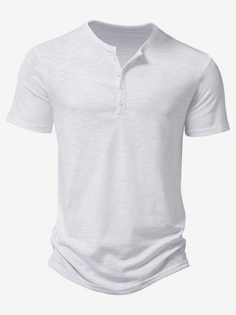 ホワイト メンズコットンポロ メンズ半袖Tシャツ