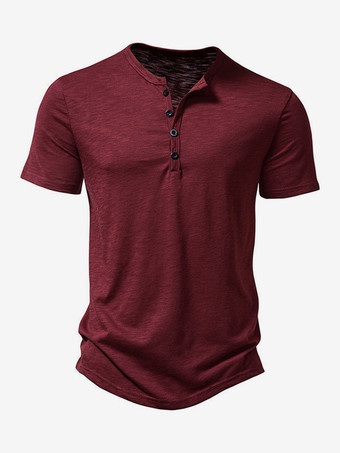 ワインレッド メンズコットンポロ メンズ半袖Tシャツ