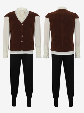 コーヒーブラウン メンズ ヴィンテージ トップ ウエストコート セット ホリデー コスチューム