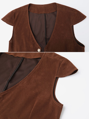 コーヒーブラウン メンズ ヴィンテージ トップ ウエストコート セット ホリデー コスチューム