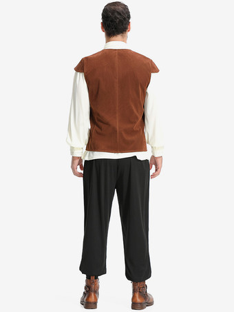 コーヒーブラウン メンズ ヴィンテージ トップ ウエストコート セット ホリデー コスチューム