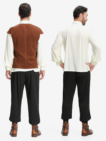 コーヒーブラウン メンズ ヴィンテージ トップ ウエストコート セット ホリデー コスチューム