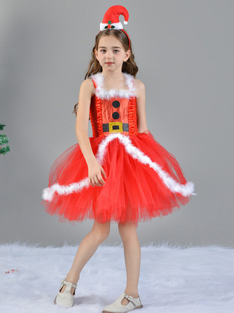 女の子のクリスマスセット 赤いドレス マント 帽子 ポリエステル クリスマス ホリデー コスチューム