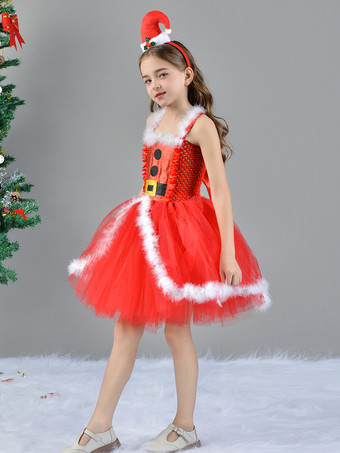 女の子のクリスマスセット 赤いドレス マント 帽子 ポリエステル クリスマス ホリデー コスチューム