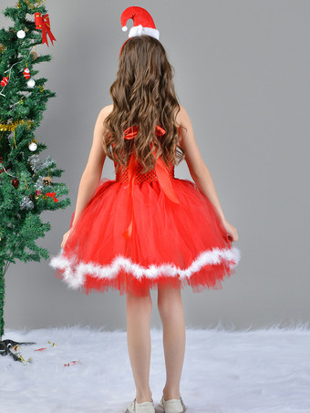 女の子のクリスマスセット 赤いドレス マント 帽子 ポリエステル クリスマス ホリデー コスチューム