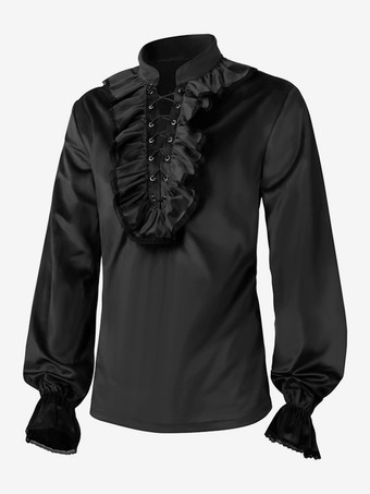 バーガンディ ヴィンテージ 長袖 トップス レトロ 男性用コスチューム