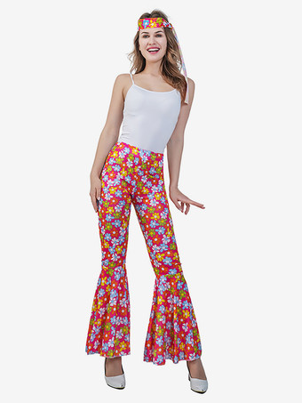 レッド ヒッピーコスチューム レディース ホリデー レトロコスチューム