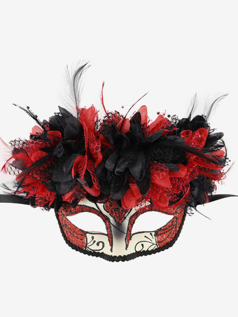 レッド マスク 大人用 合成素材 仮面舞踏会コスチュームアクセサリー