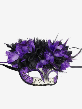 パープル マスク 大人用 合成素材 仮面舞踏会コスチュームアクセサリー