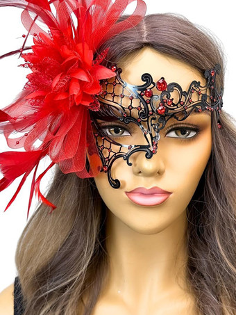 レッド マスク 大人用 合成素材 仮面舞踏会コスチュームアクセサリー