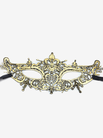 ゴールド マスク 大人用 合成素材 仮面舞踏会コスチュームアクセサリー