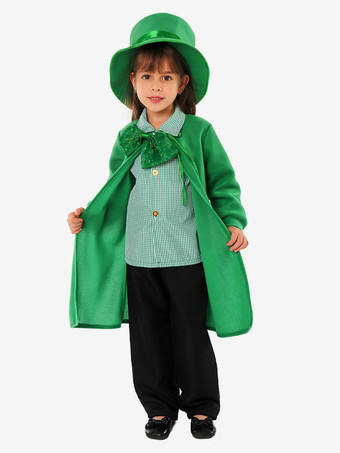 ホリデーコスチューム 聖パトリックの日 女の子用 グリーン マント パンツ 帽子セット