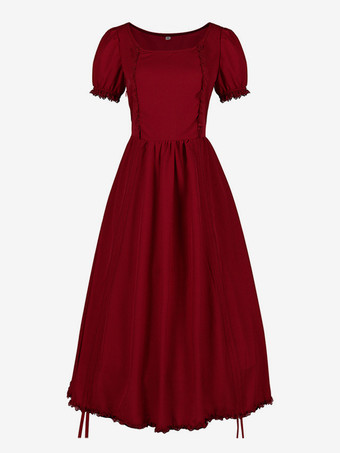 レッド 赤いレトロコスチューム レディースコスチュームドレス ヴィンテージ服 バーガンディ