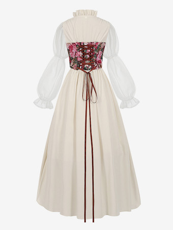 ライトアプリコットレトロコスチューム花柄ドレスコスチュームヴィンテージパーティープロムドレス