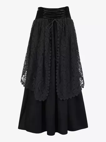 Années 60/80 Set Déguisement Fête - Robe & Accessoires Pois Noir : Bandeau, Lunettes, Gants, Collier, Boucles - Taille Unique