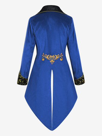 男性用レッド ヴィンテージトップ レトロ 刺繍ボタン 長袖 オーバーコート バーガンディ