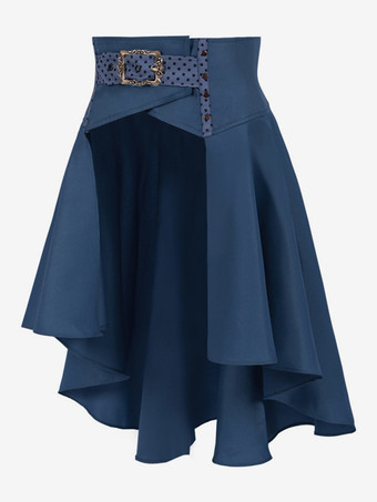 Jupe en polyester bleu rétro pour femme costume Marie Antoinette jupe vintage robe de soirée