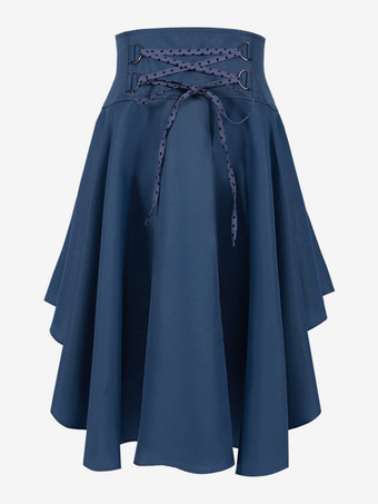 Jupe en polyester bleu rétro pour femme costume Marie Antoinette jupe vintage robe de soirée