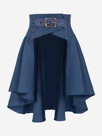 bleu Jupe en polyester bleu rétro pour femme costume Marie Antoinette jupe vintage robe de soirée