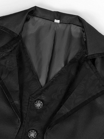 パープル ヴィンテージ トップ レトロ ポリエステル ボタン 長袖 男性用レトロコスチューム