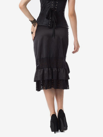 ハロウィン ブラックレースパンクロックゴシックスカートハイウエストイレギュラースカート