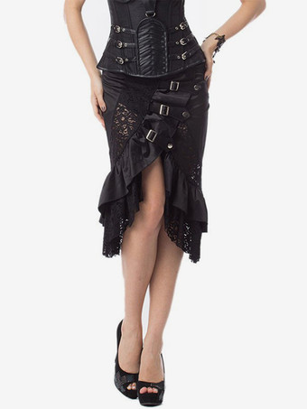 ハロウィン ブラックレースパンクロックゴシックスカートハイウエストイレギュラースカート