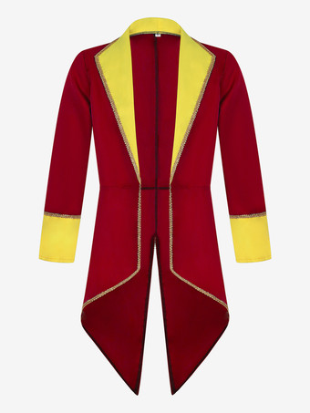 rojo Abrigo retro de poliéster con mangas largas y botones en color rojo vintage para hombre