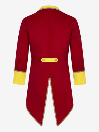 Abrigo retro de poliéster con mangas largas y botones en color rojo vintage para hombre