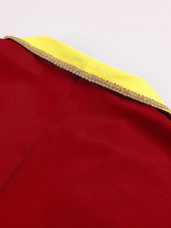 Abrigo retro de poliéster con mangas largas y botones en color rojo vintage para hombre