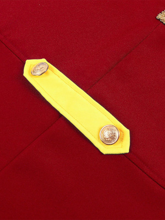 Abrigo retro de poliéster con mangas largas y botones en color rojo vintage para hombre