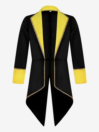 negro Abrigo retro de poliéster con mangas largas y botones en color rojo vintage para hombre