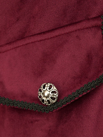 バーガンディ ヴィンテージ トップ レトロ ボタン オーバーコート レトロ コスチューム 男性用