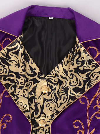 パープルヴィンテージトップレトロボタンフローラルプリントカラーブロックオーバーコート バーガンディ