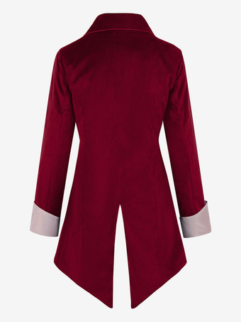 男性用黒のヴィンテージトップ レトロボタン 長袖 レトロコスチューム