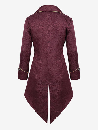 グリーン ヴィンテージ トップ レトロ ボタン 長袖 男性用レトロコスチューム バーガンディ