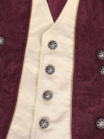 グリーン ヴィンテージ トップ レトロ ボタン 長袖 男性用レトロコスチューム バーガンディ