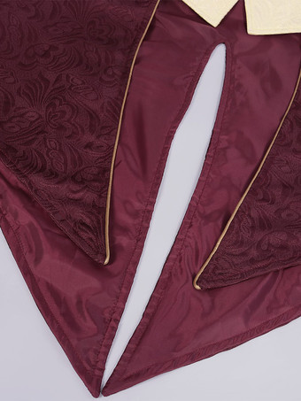 グリーン ヴィンテージ トップ レトロ ボタン 長袖 男性用レトロコスチューム バーガンディ