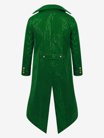 グリーン ヴィンテージ トップ レトロ スパンコール ボタン 長袖 レトロ 男性用コスチューム