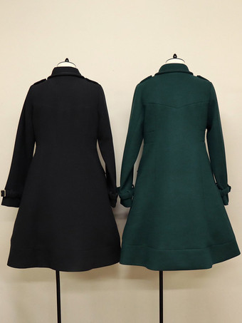 ゴシックロリータコートダークグリーンポリエステルオーバーコートコート秋ロリータアウターウェア