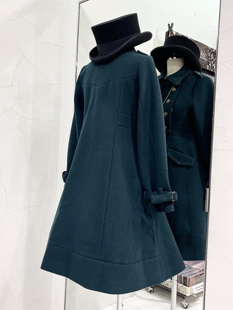 ゴシックロリータコートダークグリーンポリエステルオーバーコートコート秋ロリータアウターウェア