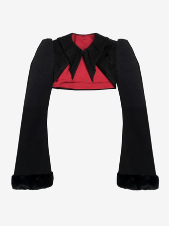 ゴシックロリータコート ブラックポリエステルオーバーコート 冬用ロリータアウター