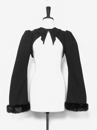 ゴシックロリータコート ブラックポリエステルオーバーコート 冬用ロリータアウター