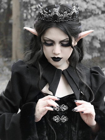 ゴシックロリータコート ブラックポリエステルオーバーコート 冬用ロリータアウター