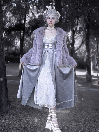 ゴシックロリータコート パープルコート チェーンオーバーコート ポリエステル 秋ロリータアウター