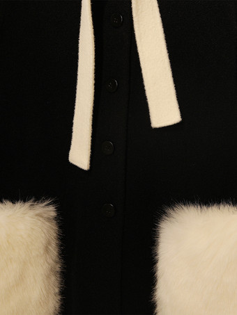 ゴシックロリータコート ピンクコート リボン カラーブロック オーバーコート ポリエステル 冬用ロリータアウター