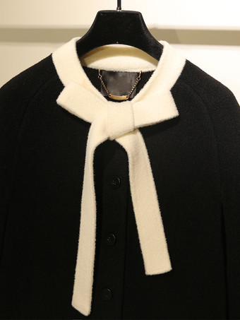 ゴシックロリータコート ピンクコート リボン カラーブロック オーバーコート ポリエステル 冬用ロリータアウター